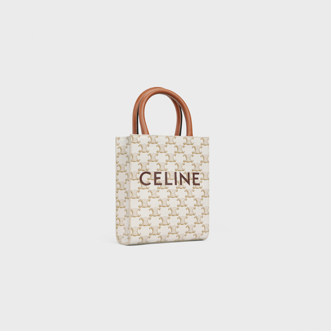 MINI VERTICAL CABAS IN TRIOMPHE CANVAS AND CALFSKIN WITH CELINE PRINT WHITE - Image 2